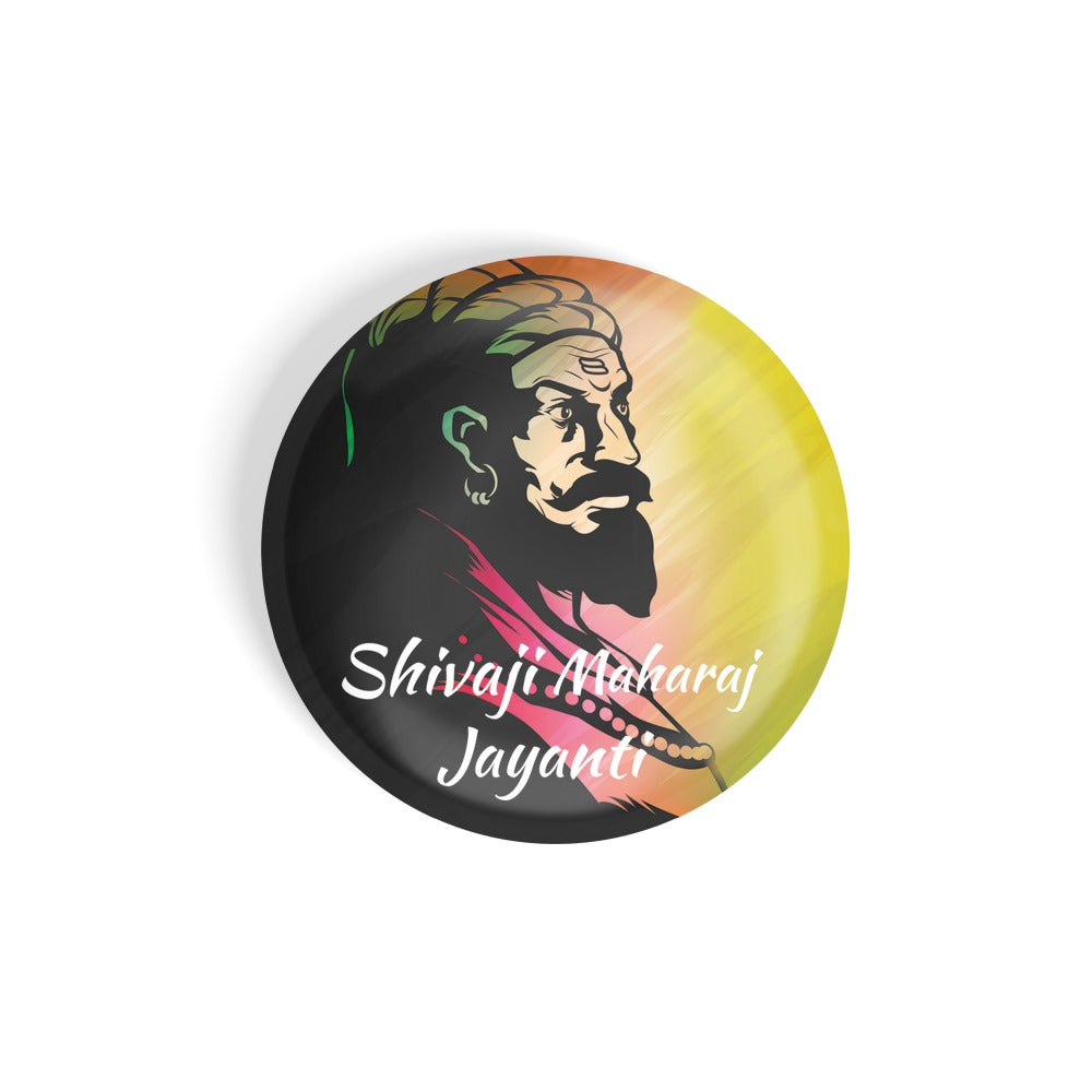 dhcrafts Round Fridge Magnet Multicolor Shivaji Maharaj Jayanti D1 Glossy Finish Design Pack of 1 (58 mm)